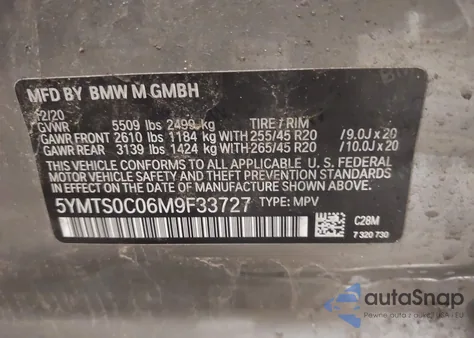 2021 BMW X3 M from USA, damaged, VIN 5YMTS0C06M9F33727